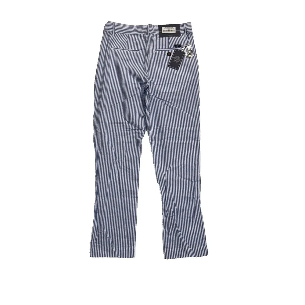 Brown Bowen & Co. Seersucker Blue/White Striped Pants Boys Sz 8 Adjustable Waist
